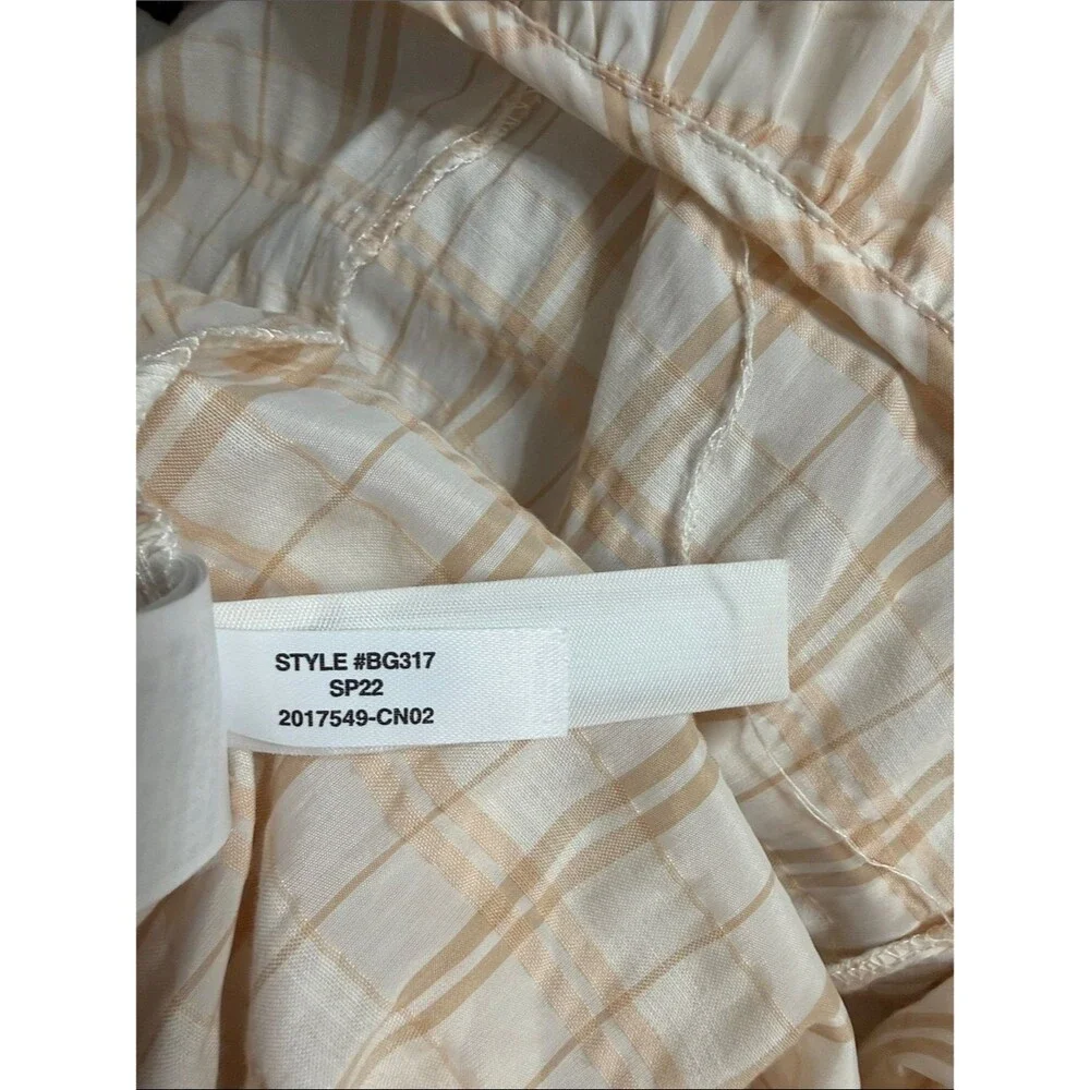 J. Crew V-back puff-sleeve top in textured plaid Size 2